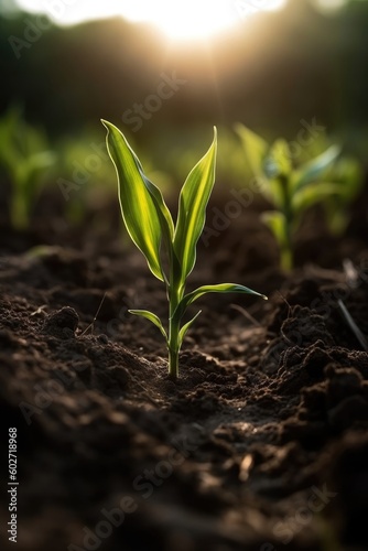 Planting corn for a green world on Earth Day. (Generative AI)