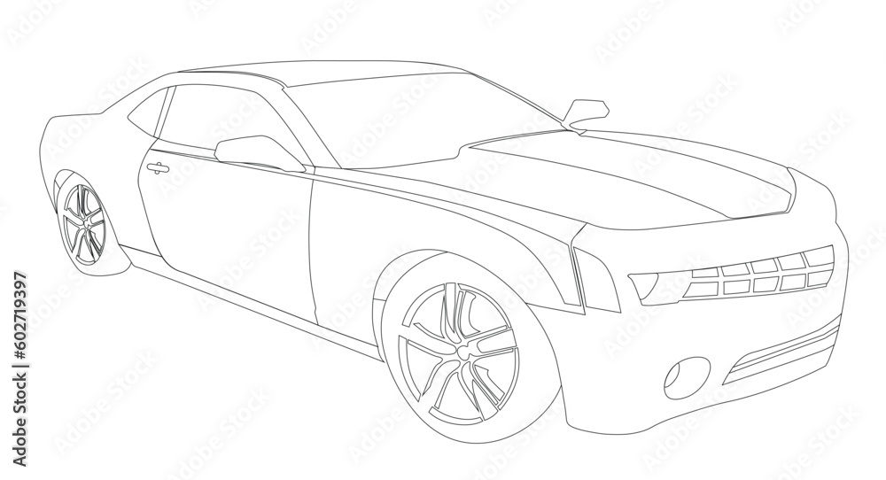 Sports Car without colors detailed vector 