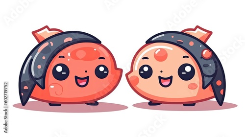 Happy Salmon Sushi. Cartoon Vector Icon Illustration photo