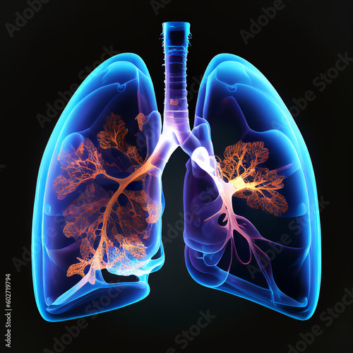 Ilustração de um pulmão humano respirando photo