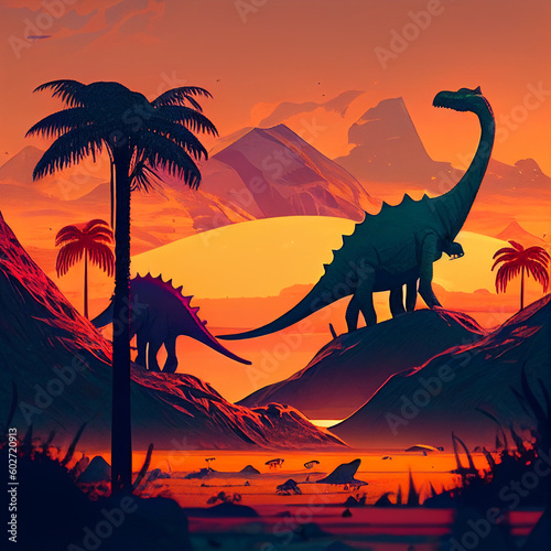 dinosaur in desert old days 