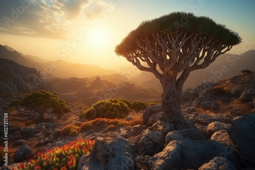 Dragons Blood Trees on Socotra Island - A Breathtaking Panoramic View of These Ancient and Rare Flora on Yemen's Remote Paradise.

 photo