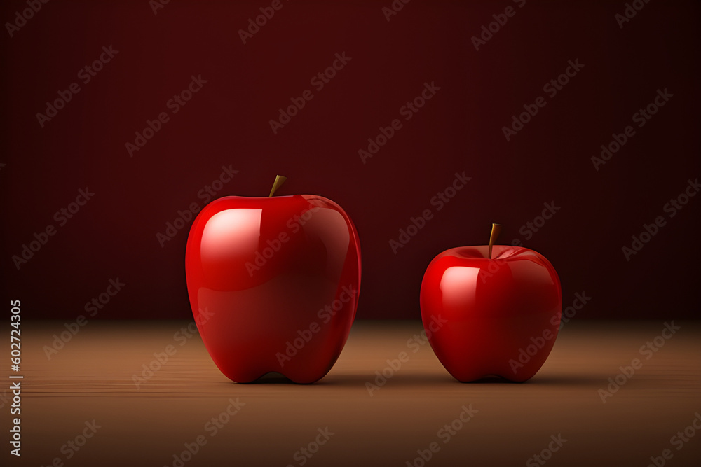 Obraz premium 2 red apple on black background