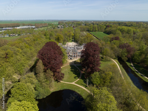 Aerial drone photo of Castle Groeneveld an 18th century country housein The Netherlands. photo