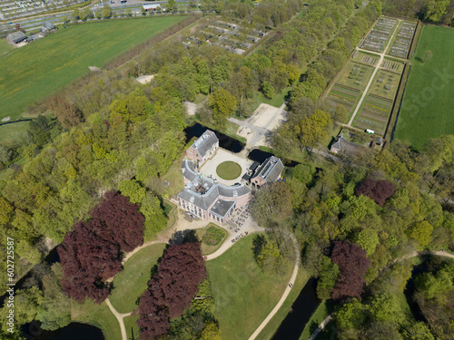 Aerial drone photo of Castle Groeneveld an 18th century country housein The Netherlands. photo