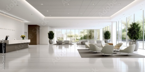 Elegant Modern Lobby Interior Design AI Generated Generative AI © ArquitecAi