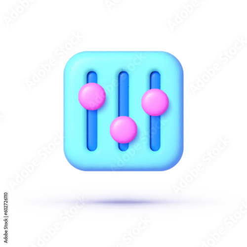Adjustable in 3d style on white background. Icon symbol. 3d vector icon