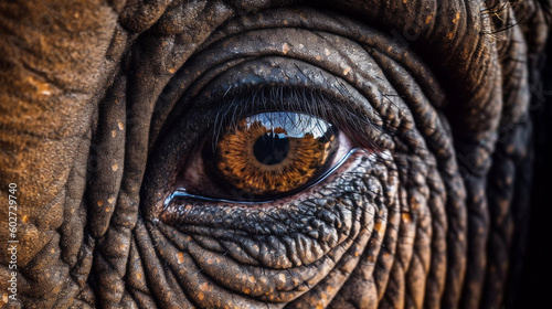 Beautiful eye portrait of a majestic elephant, Generative AI