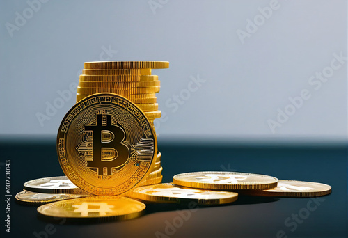 Bitcoin coin 3d model with financy background money currency criptocoin cripto criptomoney ai generated ia generative  photo