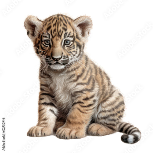 Uroczy mały tygrys, Ilustracja bez tła, png, wygenerowane przez AI © Zero