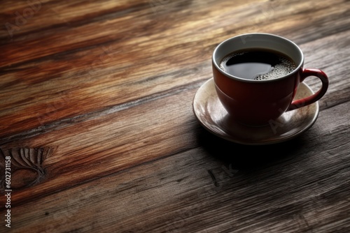 cup of Americano coffee on a wooden table with Ai Generated