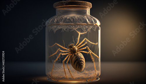 Uma aranha dentro de um jarro fechado photo