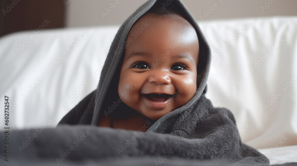 Little baby Child Wrapped in Towel After Bath. Adorable Happy Smiling Kid in Bath Time Cute Toddler. generative ai Little baby Child Wrapped in Towel After Bath. Adorable Happy Smiling Kid in Bath Time Cute Toddler. generative ai