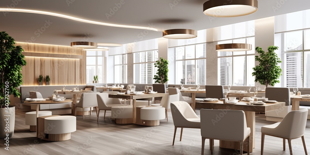 Sophisticated Modern Restaurant Interior AI Generated Generative AI