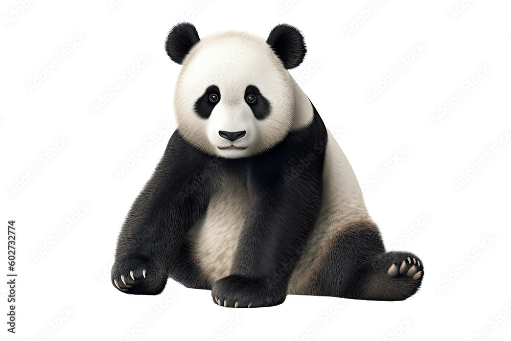 Panda bear isolated on clear background, endangered bears specie, the wild animal with black and white hair, with Generative AI. Panda bear isolated on clear background, endangered bears specie, the wild animal with black and white hair, with Generative AI.