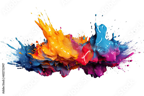 Abstract colorful splatter, paint, brush strokes watercolor, stain grunge isolated on clear background, colored spray, variety of colors, with Generative AI.