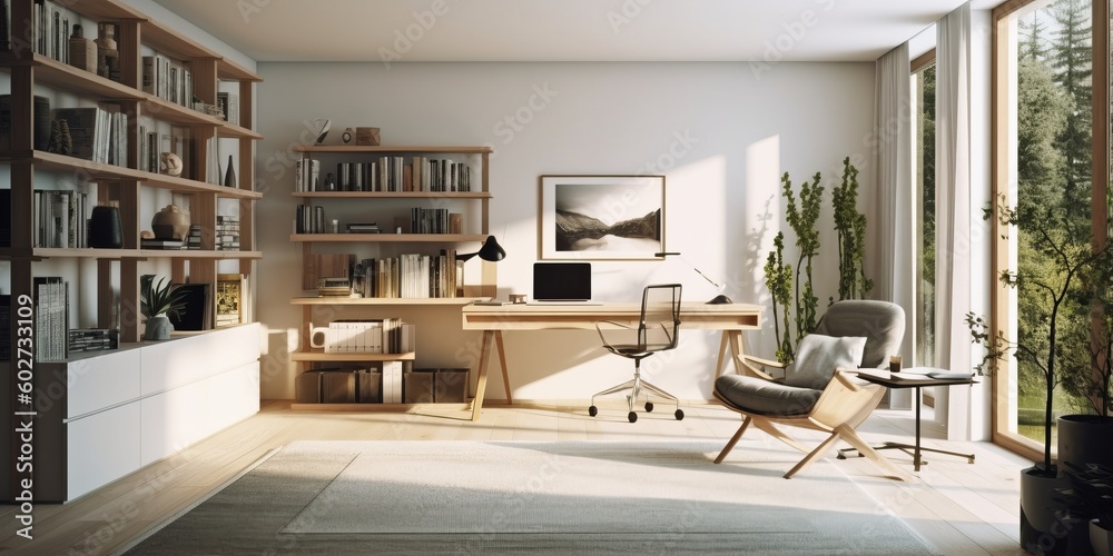 Modern Stylish Home Office Setup AI Generated Generative AI