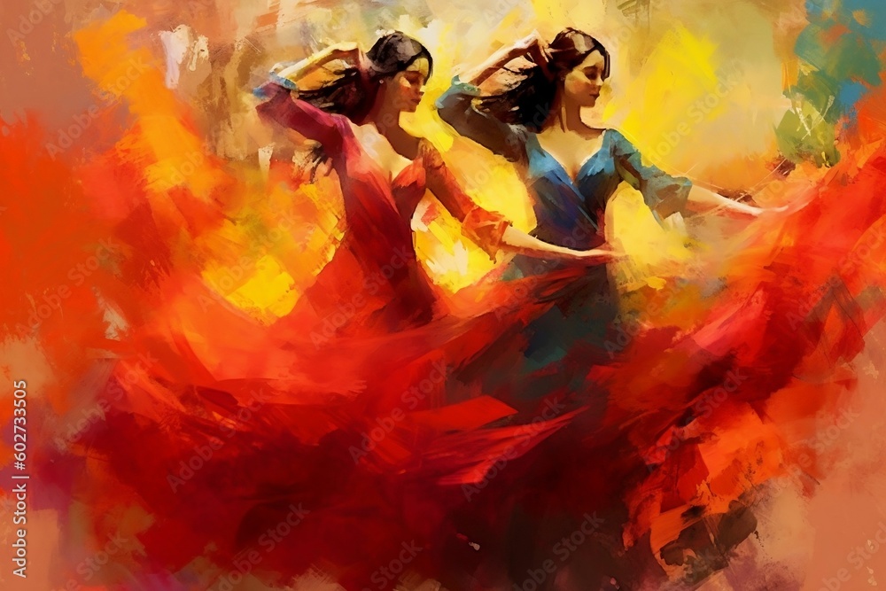 Abstract Flamenco: Vivid Passion Dance. Generative AI