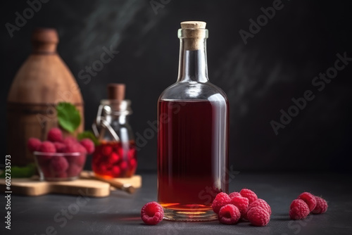 Sweet and tasty raspberry tincture with alcohol and raspberries