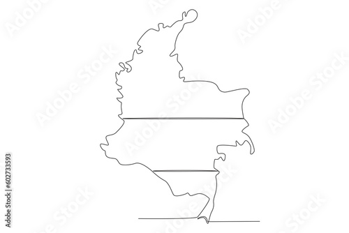 A map of Colombia country. Independencia de Colombia one-line drawing