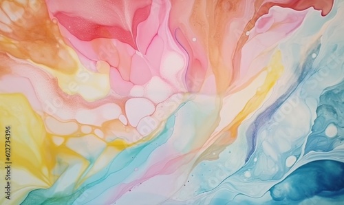  a painting of a multicolored liquid pouring out of a bottle. generative ai