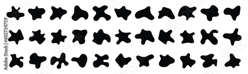 Abstract fluid black blob shape vector set. Collection of amoeba abstract forms for design and paint. Organic amoeba blob abstract elements graphic flat style. Vector illustration