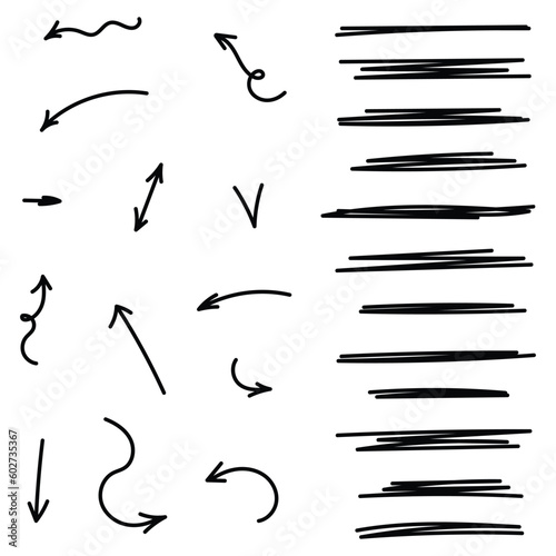 Hand Drawn Arrows And Underlines Set