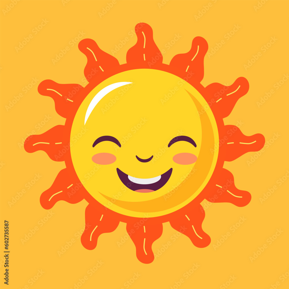 Sun. Sun character. Sun in cartoon style. Vector clipart isolated on yellow background. Sun. Sun character. Sun in cartoon style. Vector clipart isolated on yellow background.