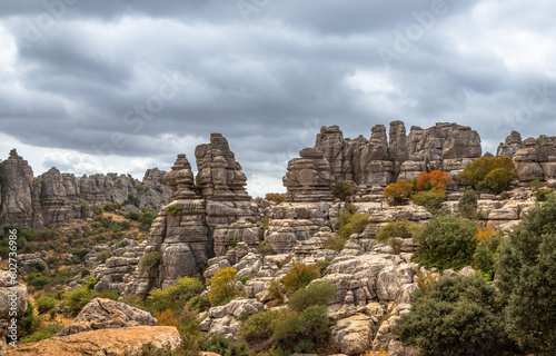 Beautifull exposure of the "El Torcal de Antequera", wich is known for its unusual landforms, and is regarded as one of the most impressive karst landscapes in Europe located in Sierra del Torcal, Ant