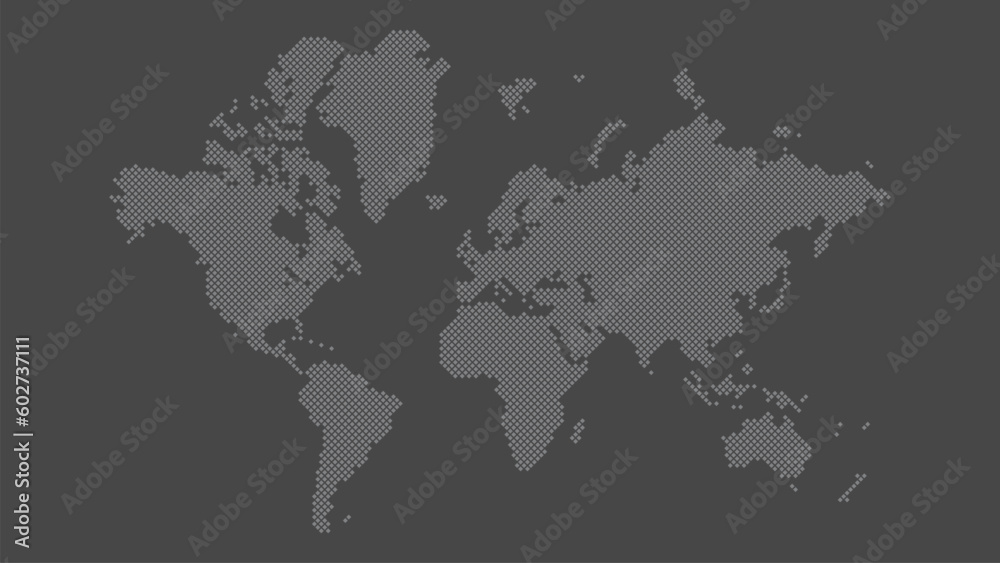 Blank elegant minimal world map made of rhombs. Isolated on a grey background. Editable vector illustration. Blank elegant minimal world map made of rhombs. Isolated on a grey background. Editable vector illustration.