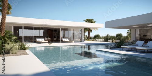 Luxurious Modern Outdoor Pool Design AI Generated Generative AI © ArquitecAi