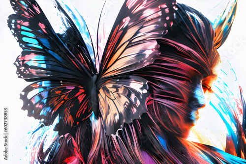Akrylowy kolorowy motyl abstrakcja. Generative AI