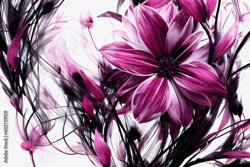 Akrylowe fioletowe kwiaty. Generative AI