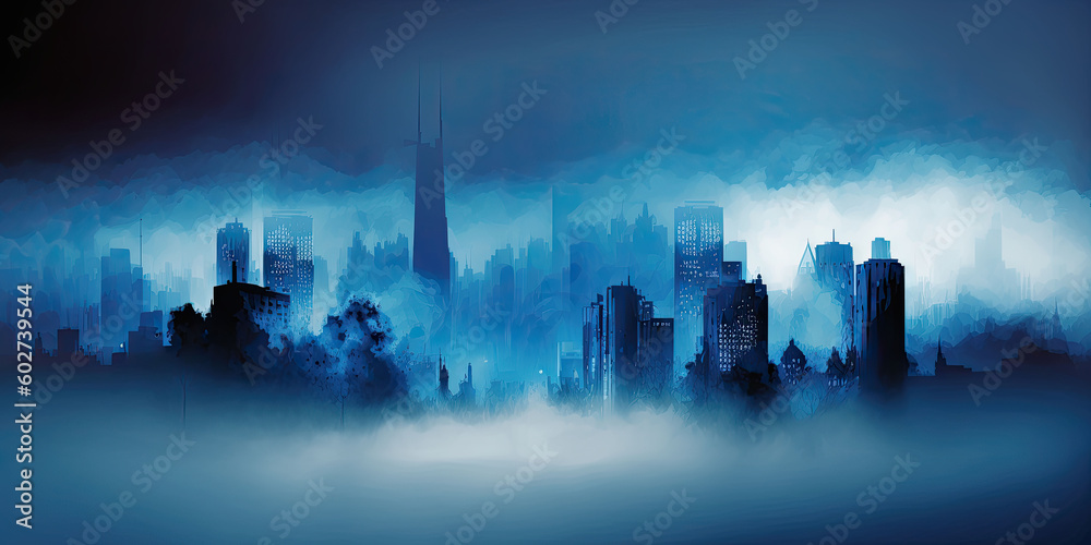 Blue Fog Cityscape