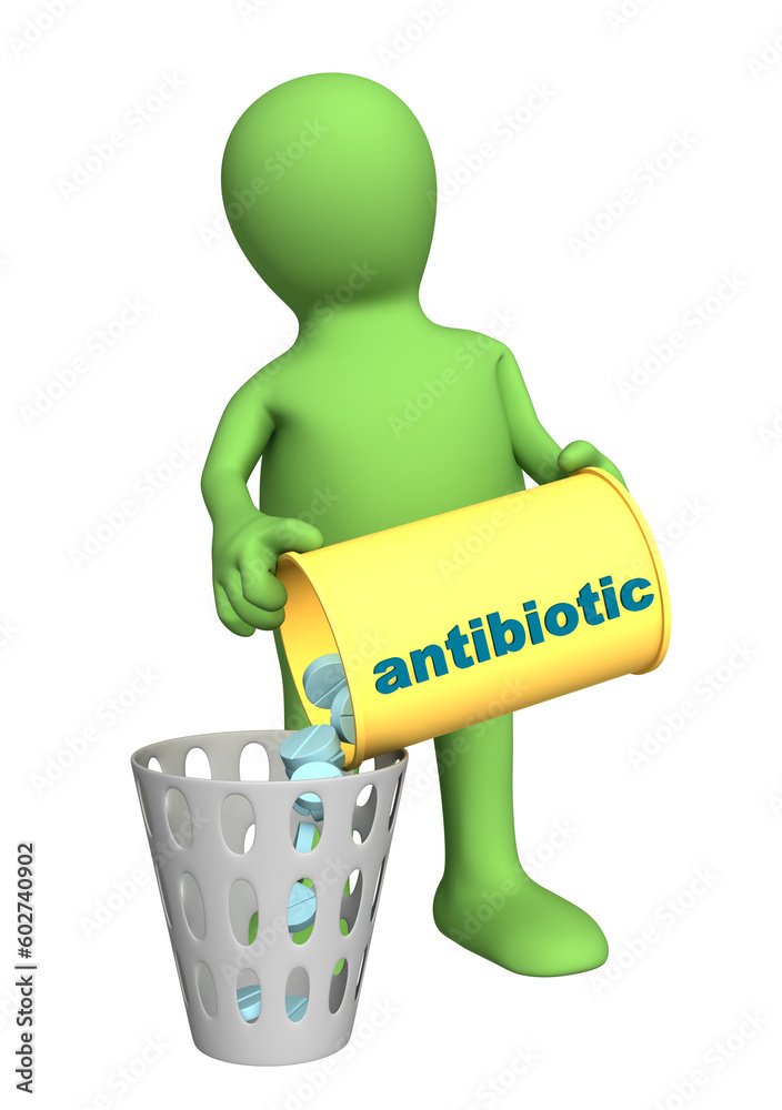 Conceptual image - refusal of use antibiotics. Objects over white Conceptual image - refusal of use antibiotics. Objects over white
