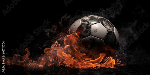 fire soccer ball, game and sports theme, victory theme, fireball. Generative AI 
