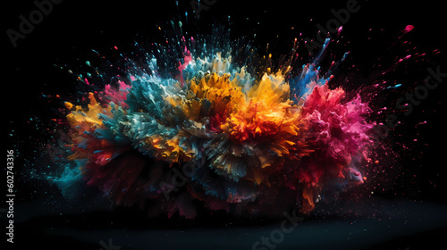 Abstract vibrant explosion of colorful splashes. Generative AI