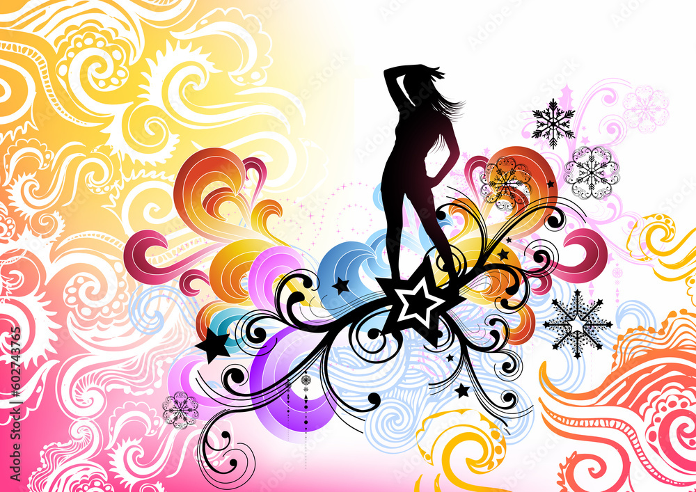 Flowing swirls with christmas elements! Vector illustration!