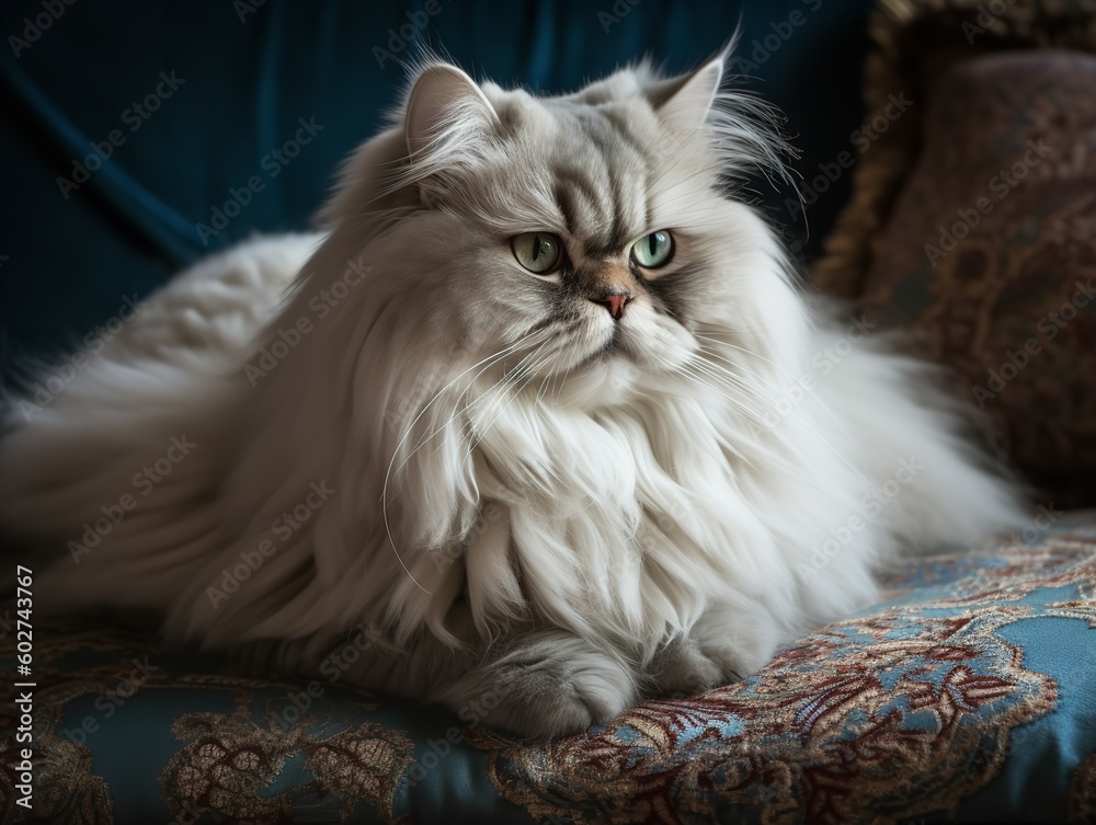 The Persian Cat's Placidness in a Plush Pillow The Persian Cat's Placidness in a Plush Pillow