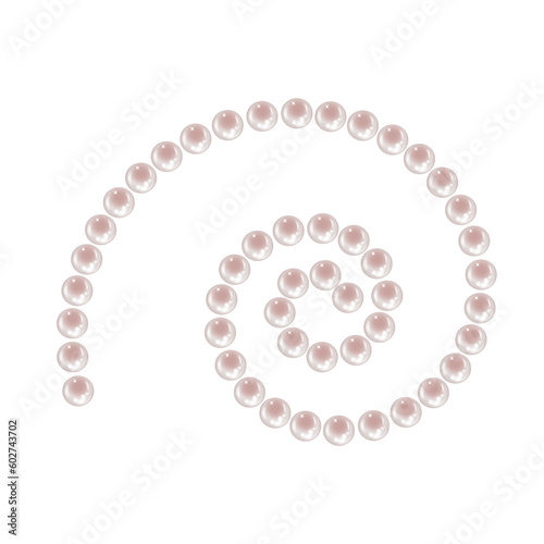 Pink pearl spiral icon on white background. Realistic decoration vector illustration.
