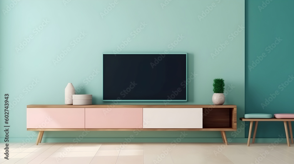 Minimalist Interior of modern living room 3D rendering, generative ai