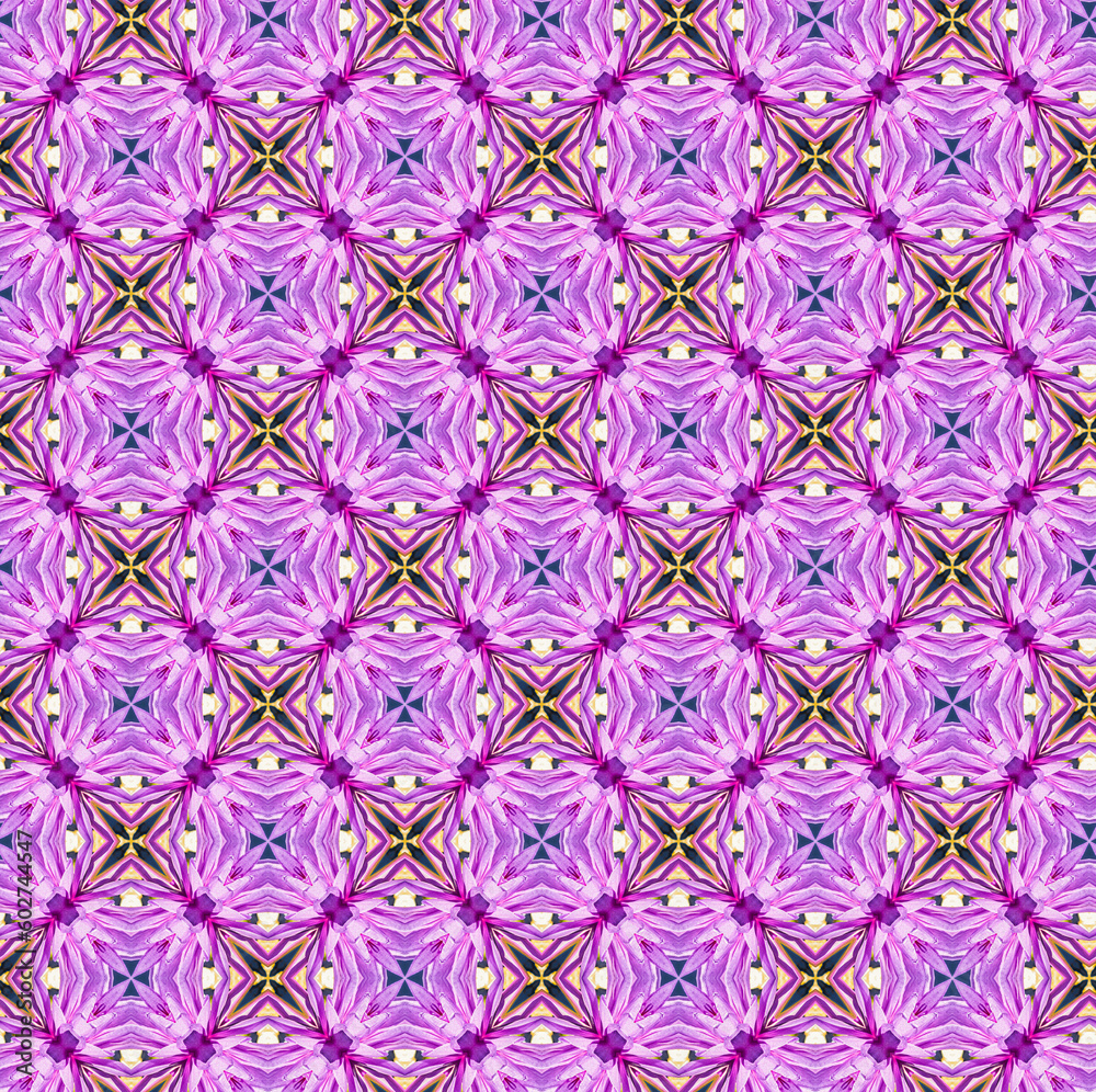 Pink and purple floral motif abstract seamless pattern geometric repeating design for background, textile, wrapping paper series see 602744556  602744472 602744574 