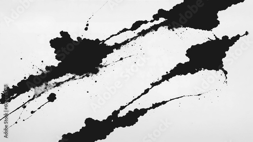 Grunge ink paint, black ink blot, abstract black water color on white background 