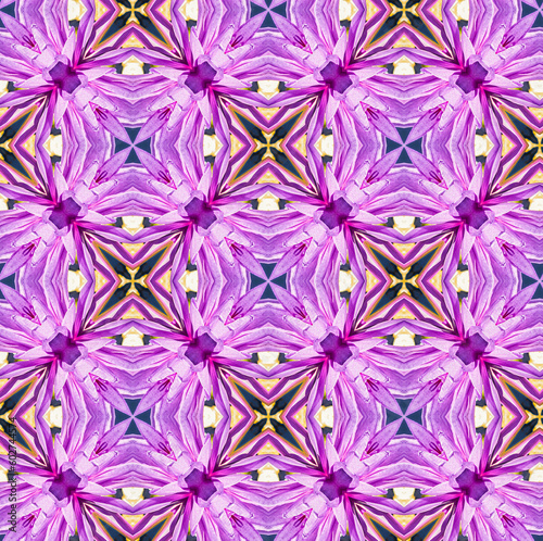 Pink and purple floral motif abstract seamless pattern geometric repeating design for background, textile, wrapping paper series of colors and sizes 602744556 602744547 602744472 © Marianne Campolongo