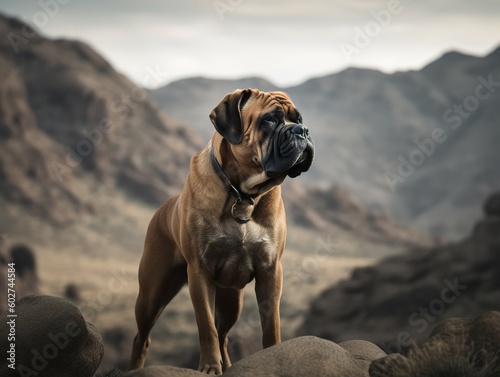 The Majestic Mastiff in a Mountainous Landscape