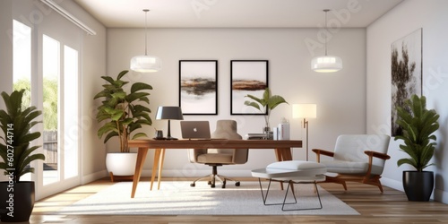 Modern Stylish Home Office Setup AI Generated Generative AI