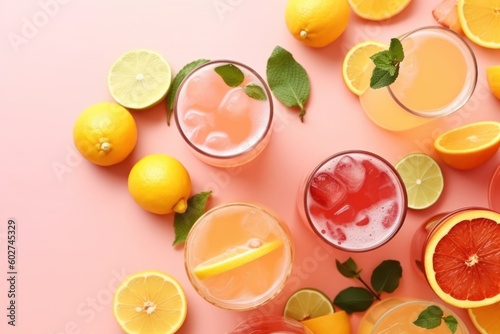 Fresh fruits assorted fruits colorful background.Vitamins natural nutrition concept. Generated by AI