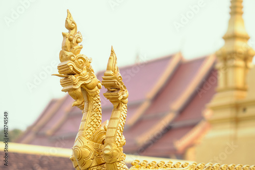 Naga statue at Songkran Festival in Vientiane, Laos photo