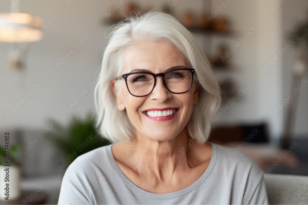 Smiling attractive mature woman looking at the camera. Generative AI Smiling attractive mature woman looking at the camera. Generative AI