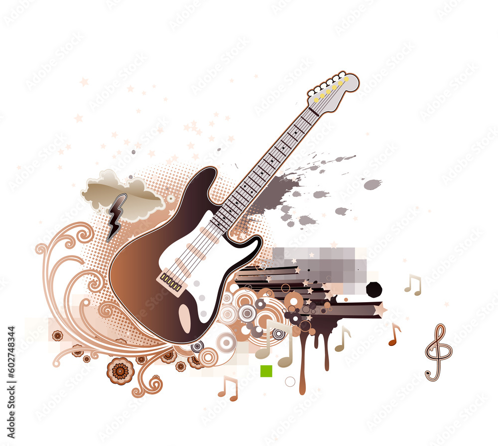 Vector illustration of abstract party design with guitar